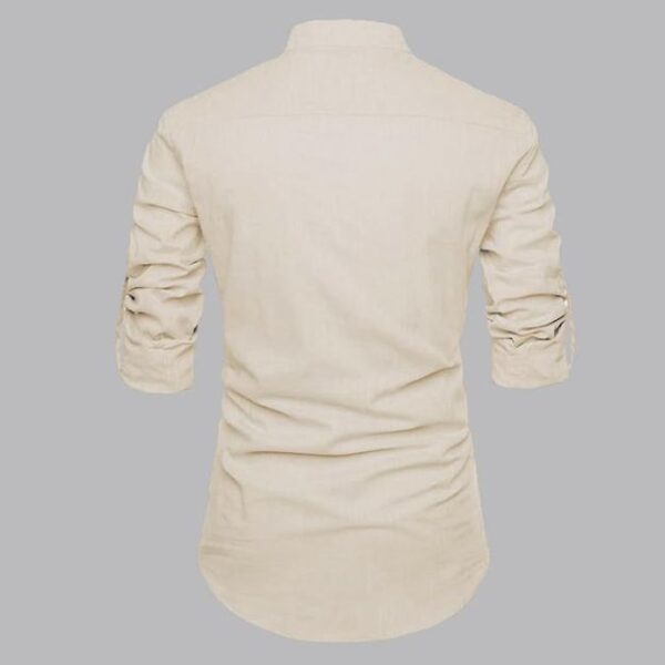 Cotton Mandarin Collar Design Full Sleeve Short Kurta - Image 3