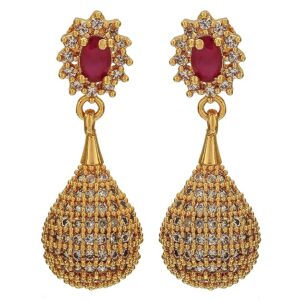 Copper Traditional Micro Gold Plated Dangler Earrings for Women & Girls